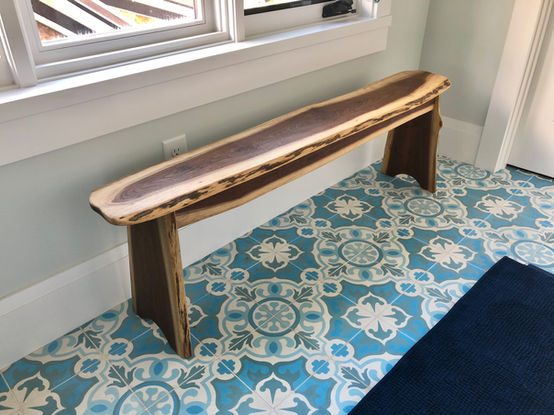 Custom Solid Walnut Shaker Backless Bench + LiveEdge