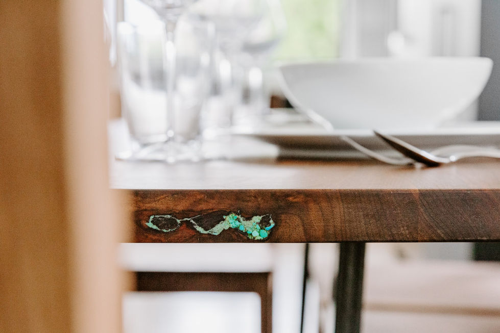 Walnut Hardwood Wood Turquoise Inlay Subtle Custom