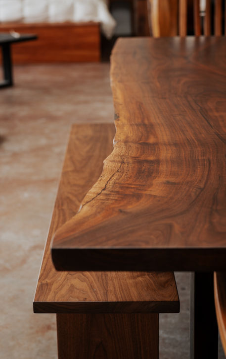 Solid Walnut Flatiron LiveEdge Bookmatched Table on C-Shape Legs