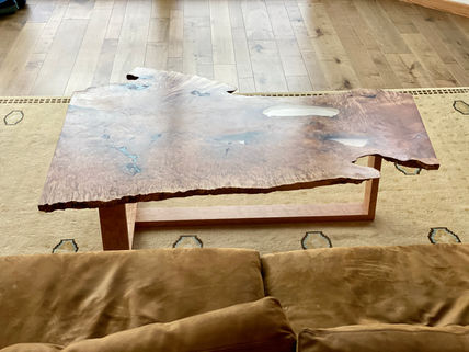 Custom Solid Big Leaf Maple + Cherry LiveEdge Burl Coffee Table