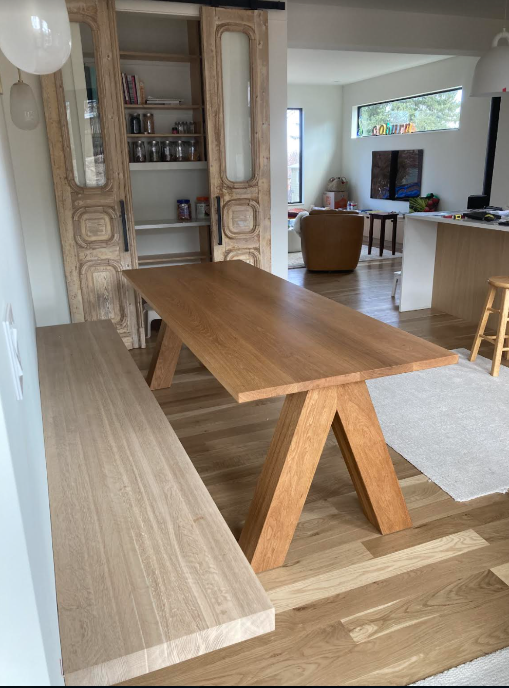 Custom Solid White Oak Pedestal Table Modern Anthropologie DWR Room&Board The Future Perfect Restoration Hardware RH