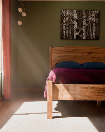 Solid Ambrosia Maple Solid Arch King Bed + Custom Turquoise Inlay
