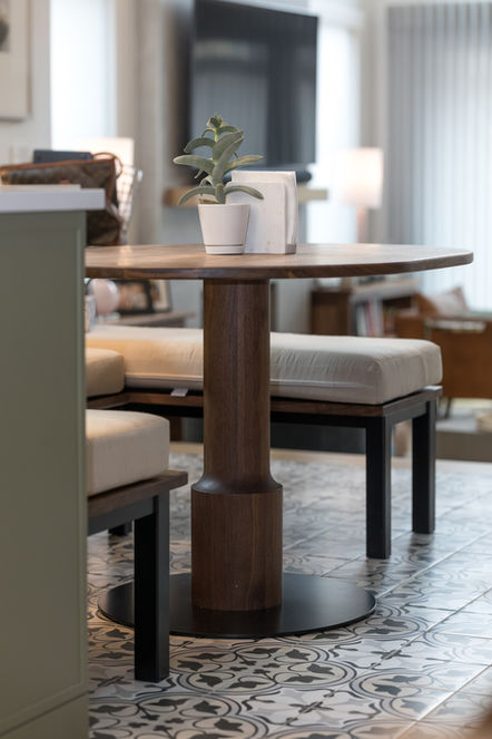 Table Custom Pedestal Walnut Oval Turned Steel