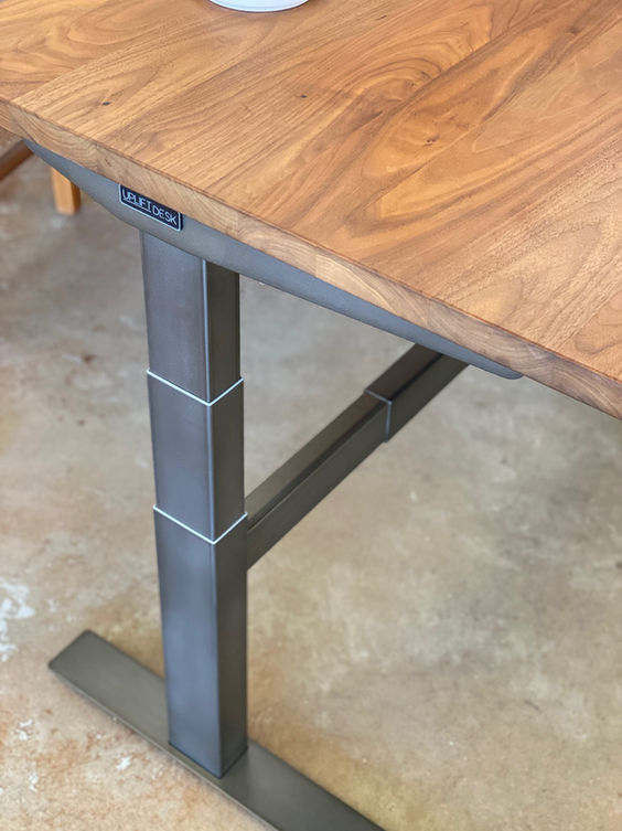 Solid Walnut Adjustable Desk on Deluxe Base