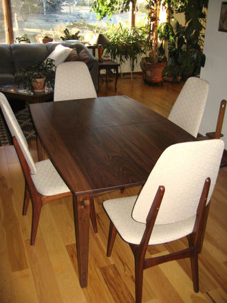 Solid Walnut Boat Shape Midcentury Extension Handmade Boulder Furniture Arts Set Original