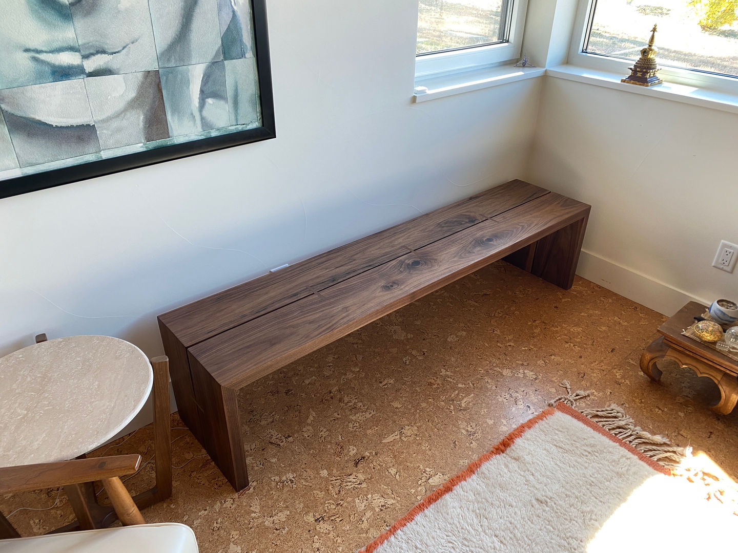 Bench Custom Backless Exposed Key Bowtie Spline Joinery Waterfall.JPG