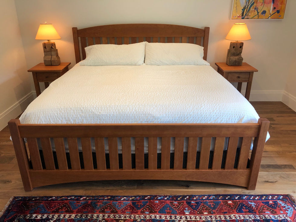 Solid Cherry Slat Arch King Bed