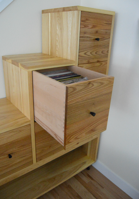 Cabinet Vinyl LP Record Custom Flatiron Elm Tansu