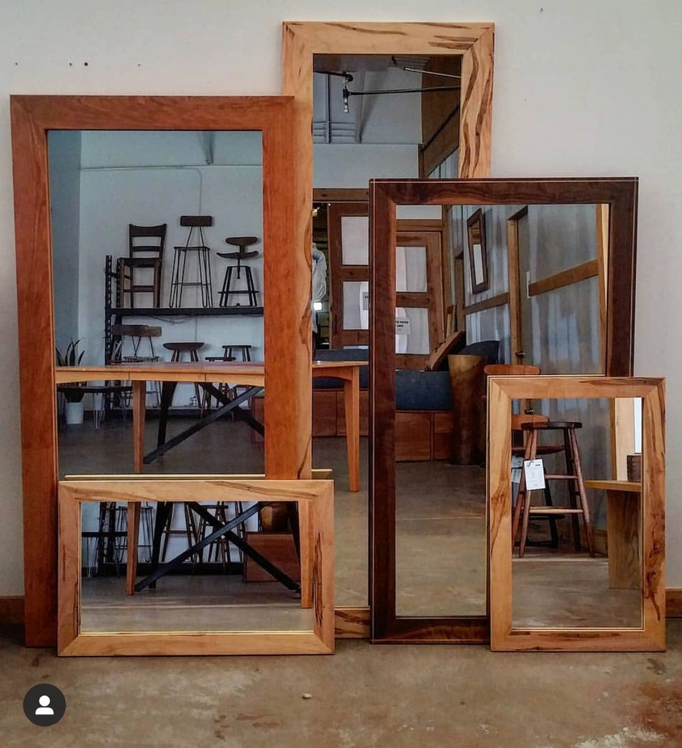 Solid Hardwood Natural Minimalist Mirror Assorted Sizes Set