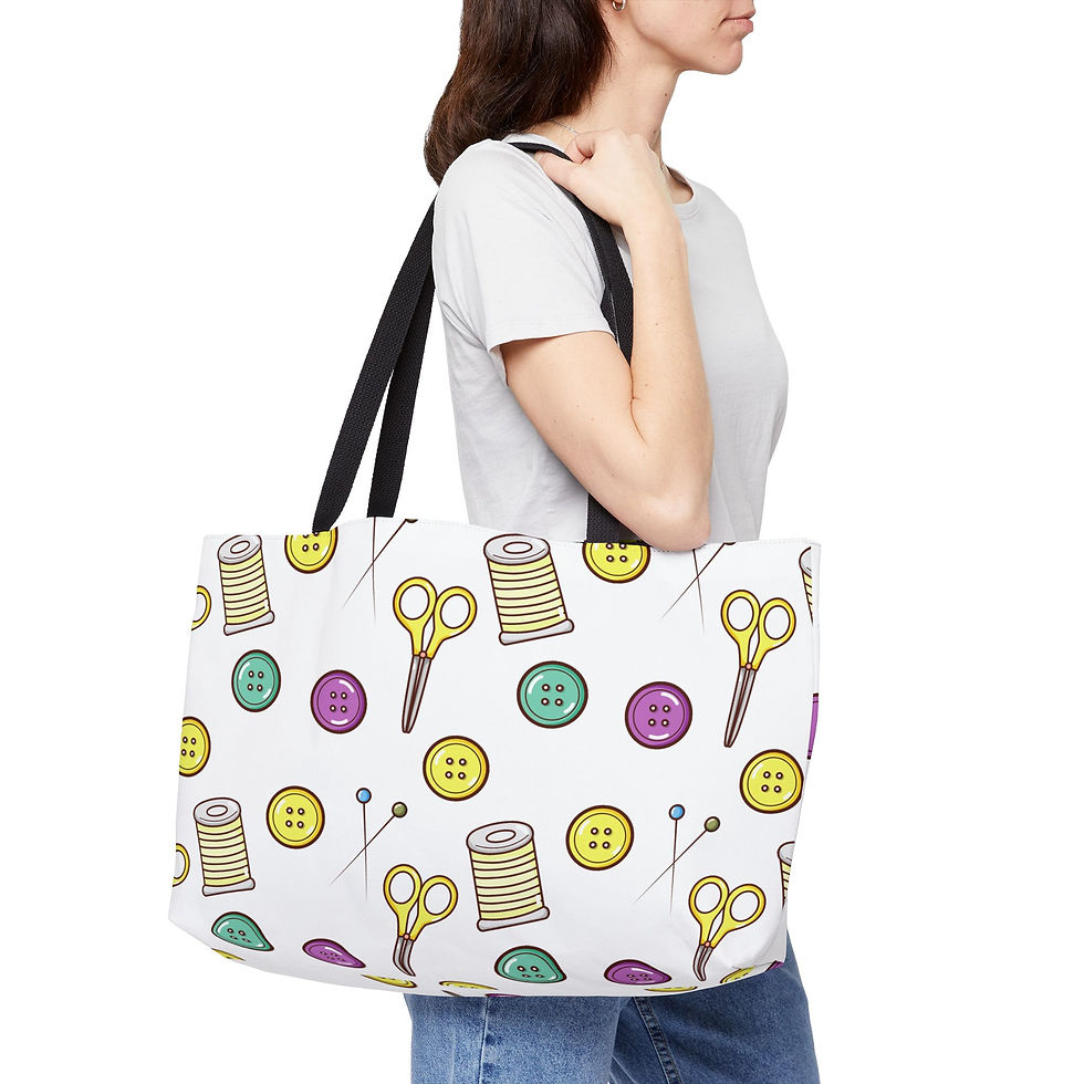 Thumbnail: Sewing Notions XL Craft Project Tote carried over the shoulder.