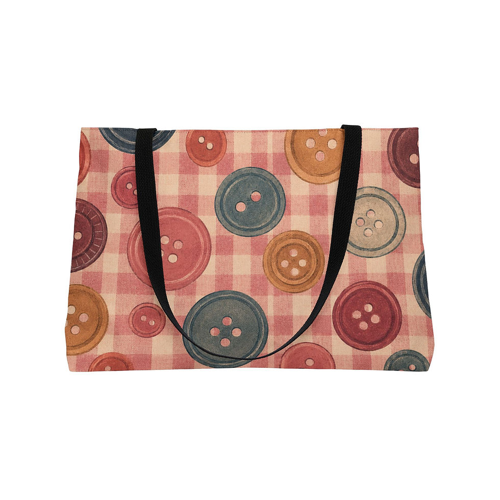 Thumbnail: Side view of Vintage Buttons XL Craft Project Tote showing the button design.