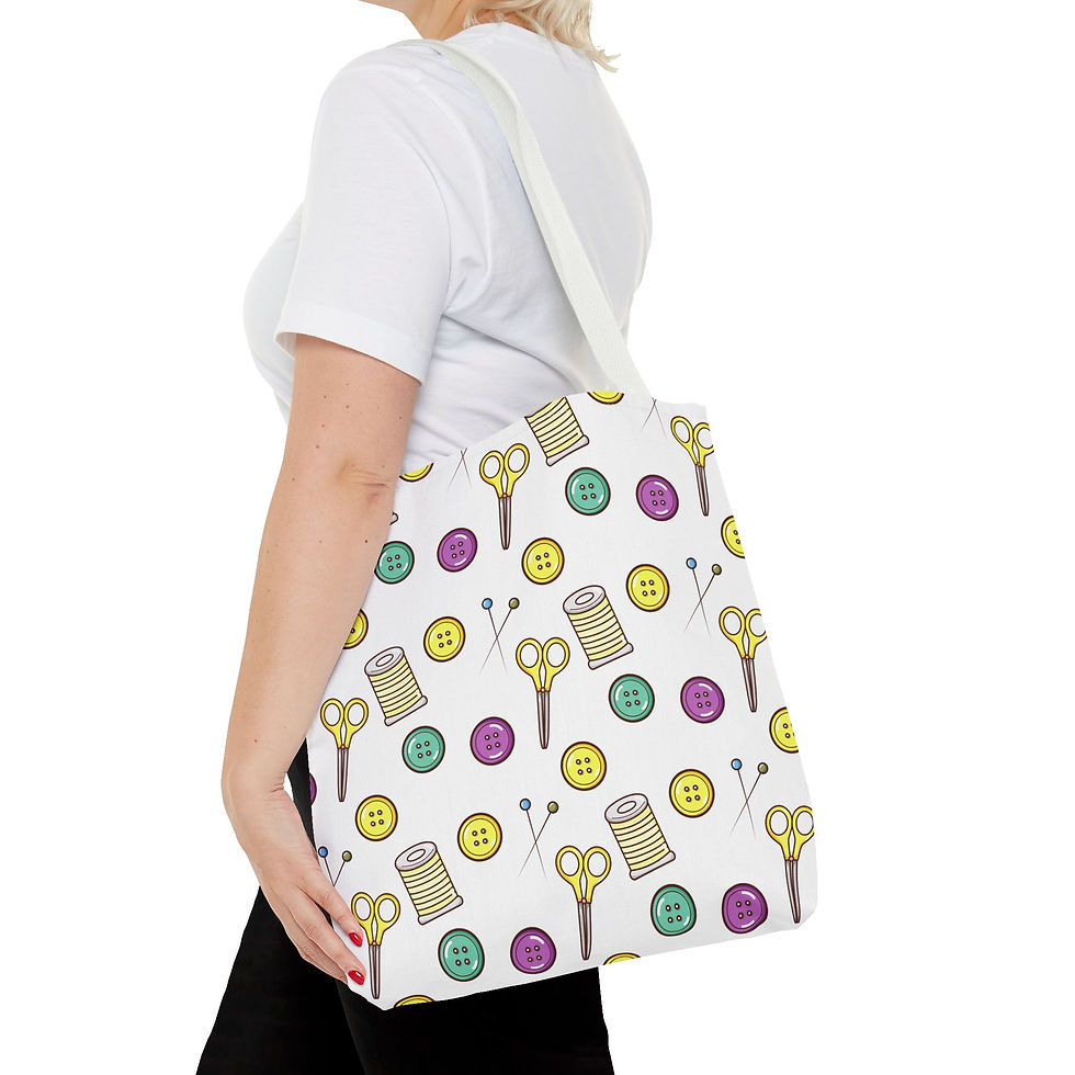 Thumbnail: Sewing Notions Craft Project Tote worn over the shoulder.