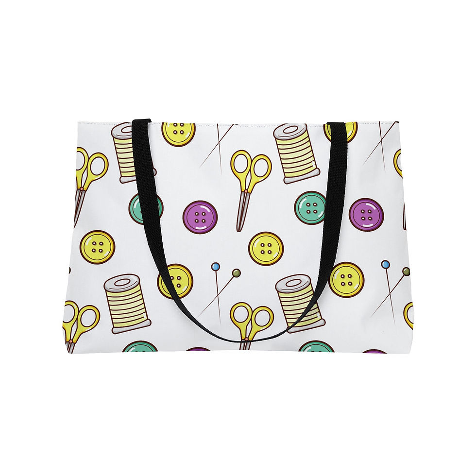 Thumbnail: Back view of Sewing Notions XL Craft Project Tote with black handles.