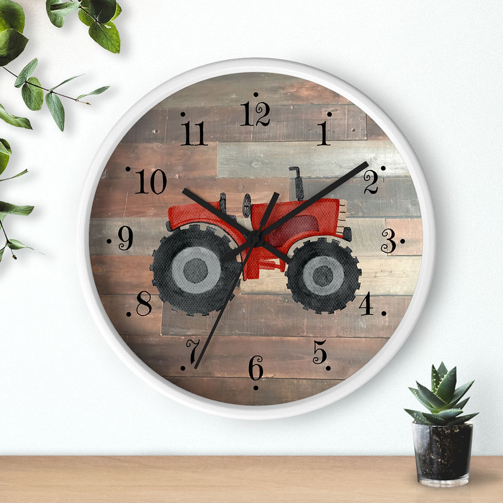 Thumbnail: Country Farmhouse Red Tractor Faux Wood Wall Clock
