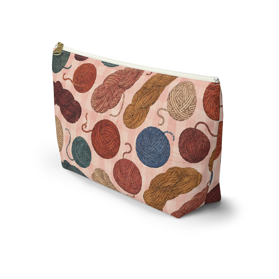 Thumbnail: Angled side view of Vintage Yarn Craft T-Bottom Zipper Pouch with black zipper.