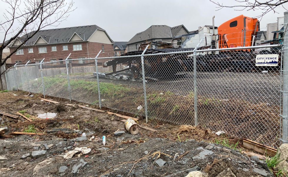 Construction area with the chain link fence