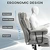 Thumbnail: HOMCOM Massage Executive Office Chair with 6 Vibration Points, 400LBS Heated Big and Tall Office Chair with Foot Rest and Lumbar Support, Microfiber Reclining Computer Desk Chair, Gray - Image 7