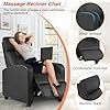 Thumbnail: FDW Recliner Sofa Massage Chair Home Theater Seating with Lumbar Support and Padded Backrest for Living Room and Bedroom (Leather, Black) - Image 5