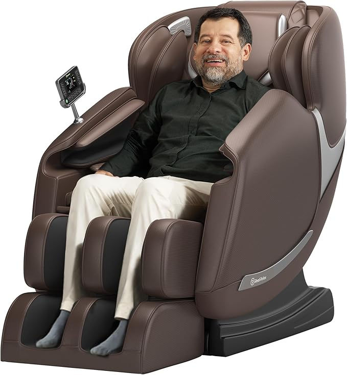 Real Relax 2025 Massage Chair Full Body，SL Track Massage Recliner,Thai Stretch and 21 Auto Modes，Zero Gravity with APP and LCD, Body Scan, Home and Office Use，Favor 04 ADV Brown