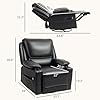 Thumbnail: HOMCOM Swivel Rocker Recliner Chair with Vibration Massage and Heat, Oversized Ergonomic Lounge Chair with PU Leather, Remote, Footrest, Cup Holders and Side Pockets for Living Room, Black - Image 4