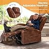 Thumbnail: Triple Motor Large Power Lift Recliner Chair for Elderly with Heat and Massage, Lay Flat Lift Chairs for Seniors Infinite Position, Extended Footrest, USB&Type-C Ports, Cup Holder, Light Brown - Image 4