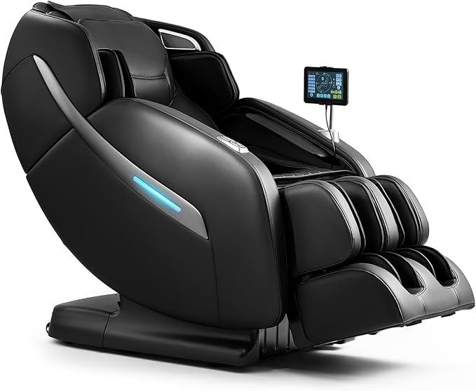 MYNTA Massage Chair Full Body, Zero Gravity SL Track Heavy Duty Massage Recliner Chair with Heat, 12 Auto Modes for Home, M1612 Charcoal