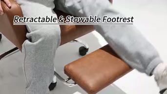 Thumbnail: DYHOME Brown Leather Office Chair with Massage and Footrest, Heavy Duty Task