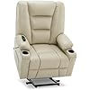MCombo Oversized Power Lift Recliner Chair with Massage and Heat for Big and Tall Elderly People, Cup Holders, USB Ports, Side Pockets, Faux Leather R7541 (Beige, Large-Oversize) - Image 2