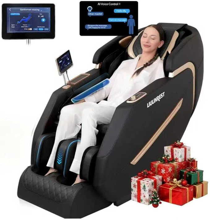 2026 4D Massage Chair Full Body, Zero Gravity Massage Chair with SL-Track & Heating, Massage Shiatsu Recliner Chair with Smart Voice Control, Touchable Screen, Airbags, Foot Rollers (BLACK)