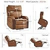 Thumbnail: MCombo Power Lift Recliner Chair Sofa with Massage and Heat, Adjustable Headrest for Elderly People, Solid Wood Armrest, USB Ports, Side Pockets, Faux Leather 7917 (Tawny, Medium) - Image 4