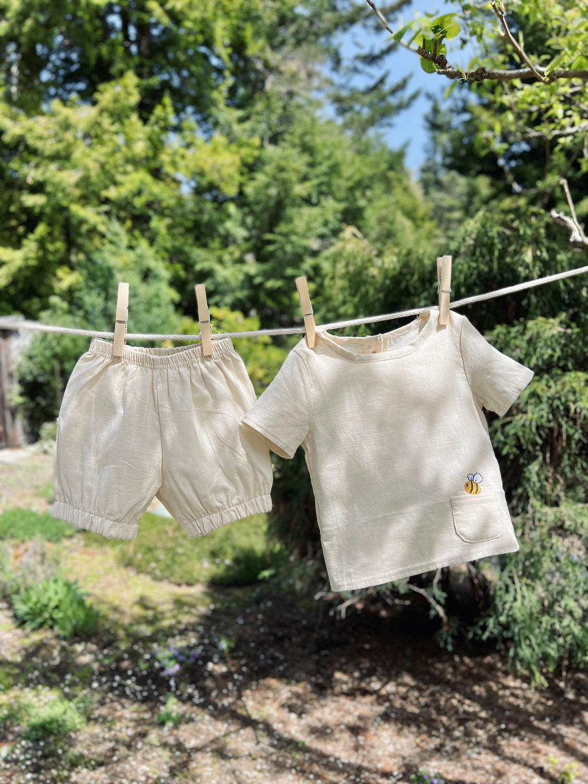 Embroidered Linen Charlie Shirt and Shorts