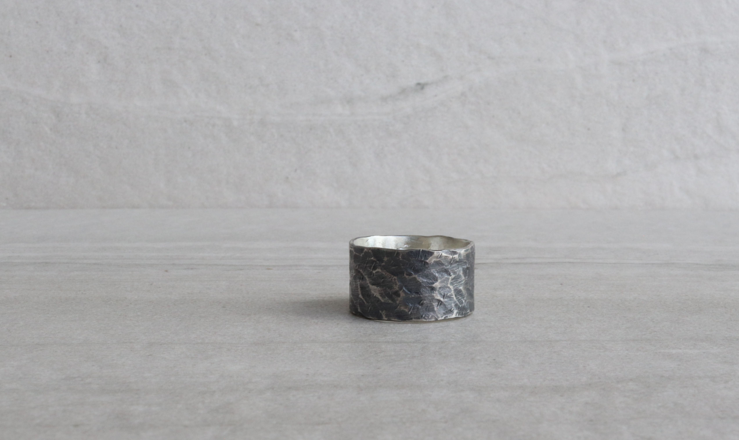 Men's solid sterling silver wide band chunky ring.