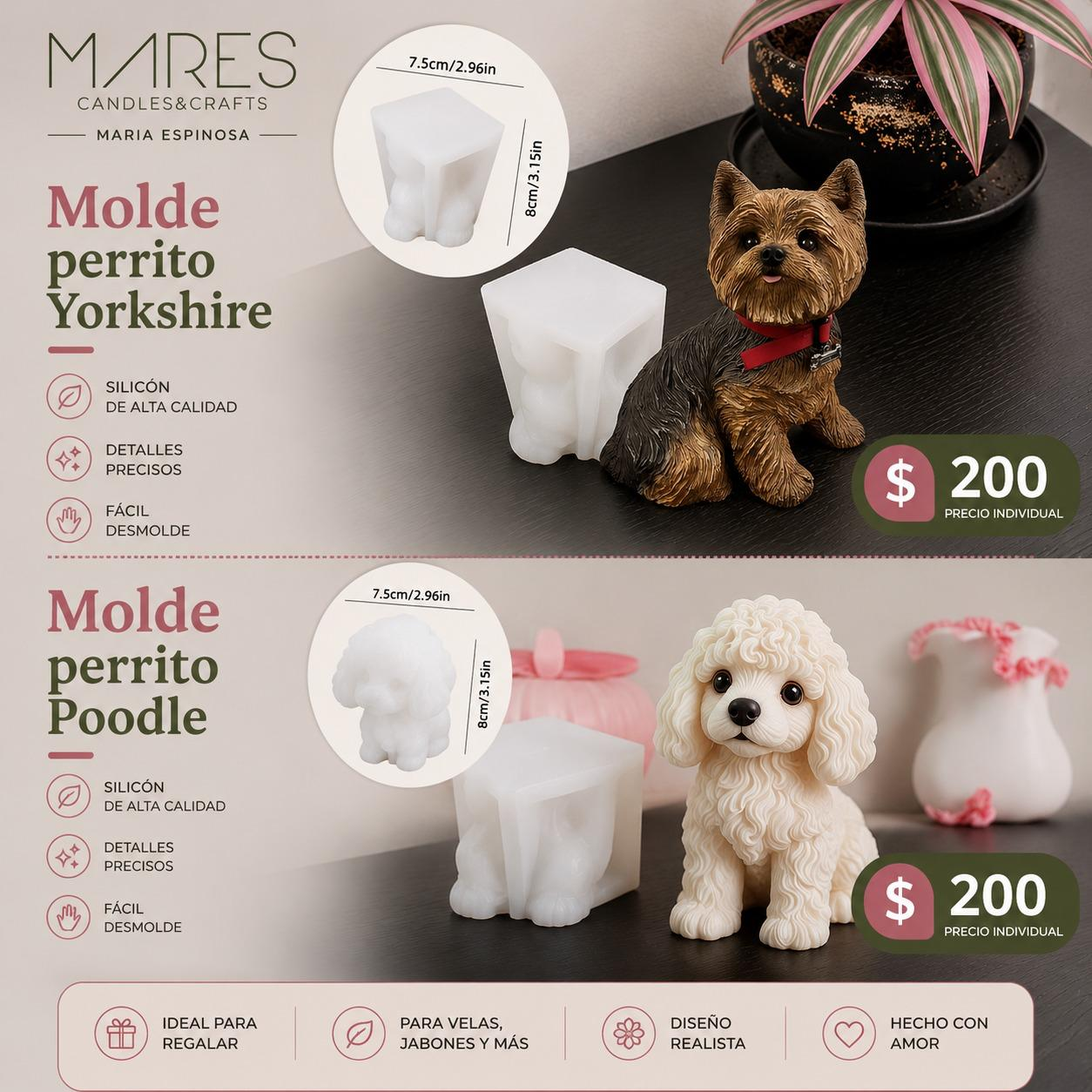 Moldes de perritos Yorkshire y Poodle