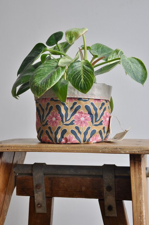 cache pot plante intérieur décoration home lifestyle coton lin impérméable motif lyon créatrice artisanat handmade jardin