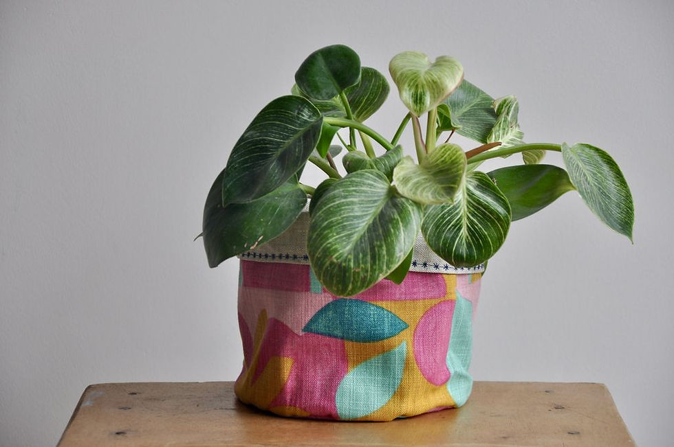 cache pot plante intérieur décoration home lifestyle coton lin impérméable motif lyon créatrice artisanat handmade jardin