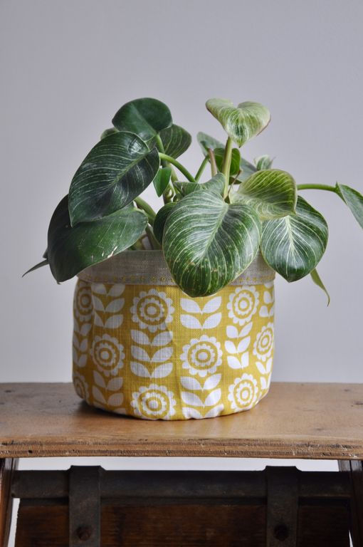cache pot plante intérieur décoration home lifestyle coton lin impérméable motif lyon créatrice artisanat handmade jardin