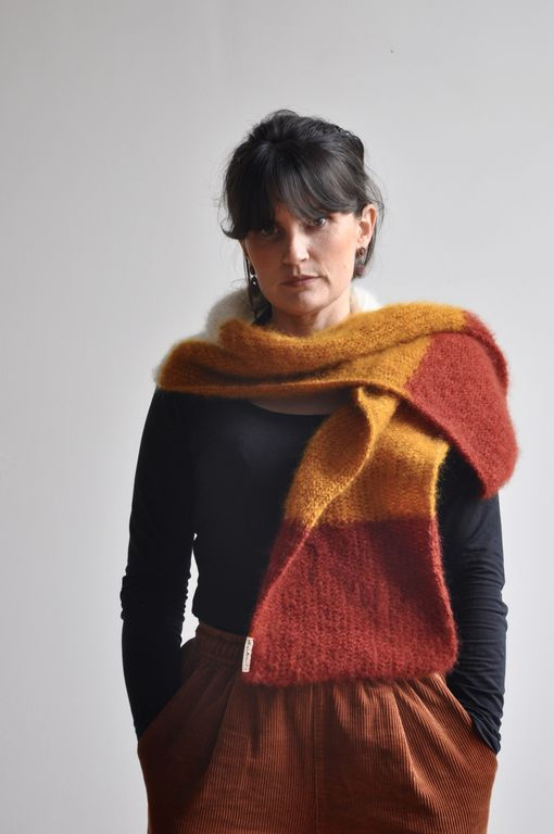 Miniature : écharpe mohair laine tricot couleur qualité doux douillet chaud couleur naturel wool luxe artisanat créateur lyon france