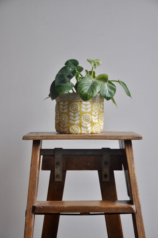 cache pot plante intérieur décoration home lifestyle coton lin impérméable motif lyon créatrice artisanat handmade jardin