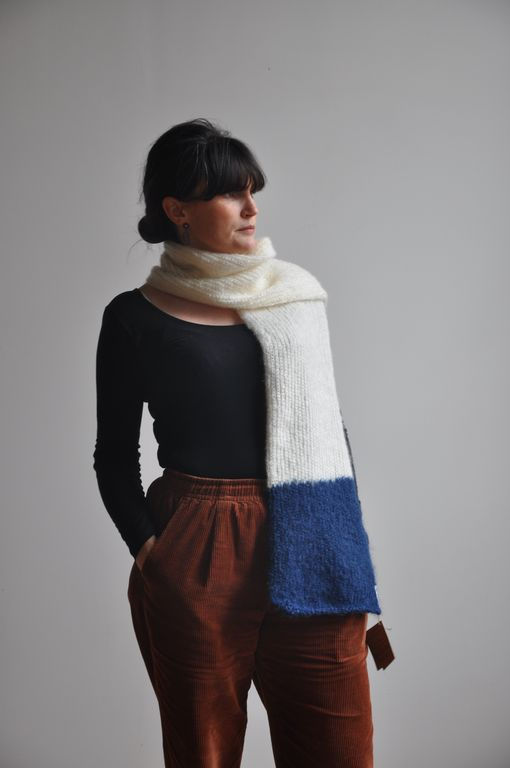 Miniature : écharpe mohair laine tricot couleur qualité doux douillet chaud couleur naturel wool luxe artisanat créateur lyon france