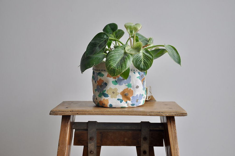 cache pot plante intérieur décoration home lifestyle coton lin impérméable motif lyon créatrice artisanat handmade jardin