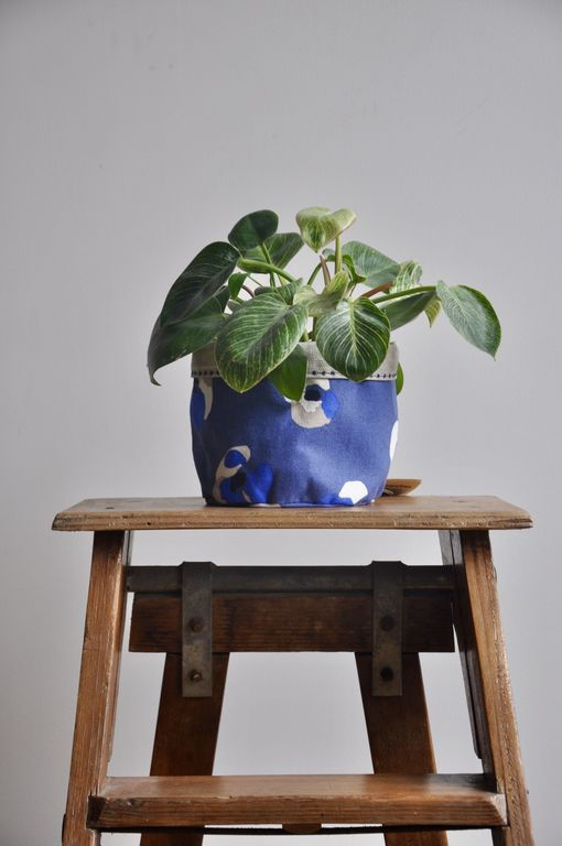 cache pot plante intérieur décoration home lifestyle coton lin impérméable motif lyon créatrice artisanat handmade jardin