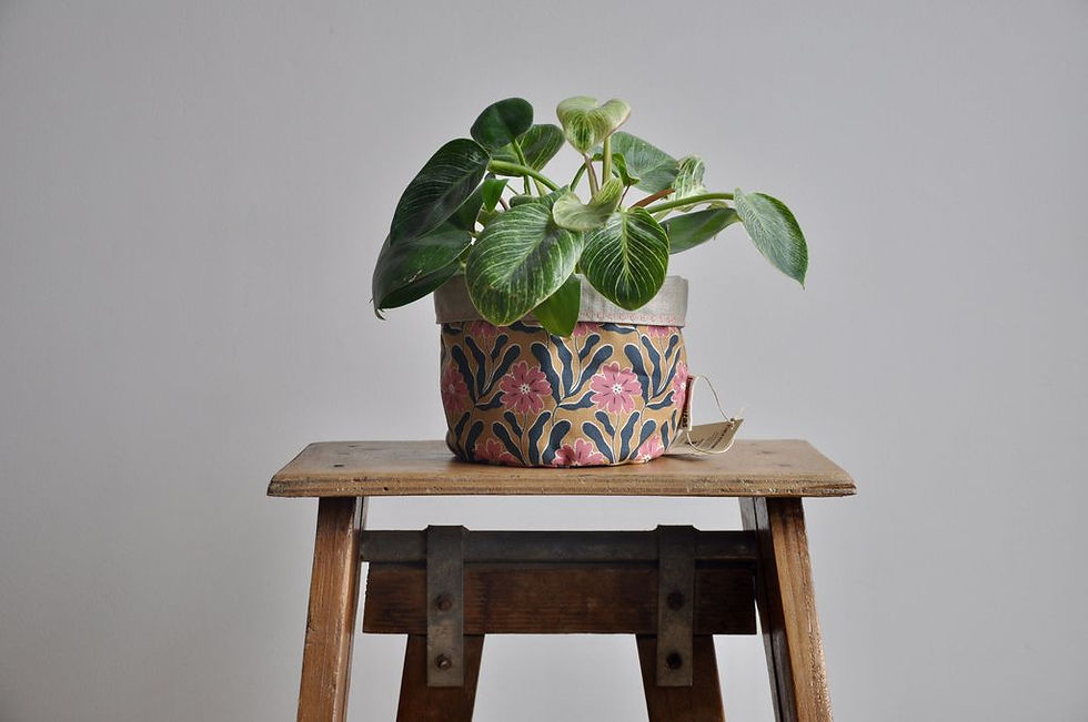 cache pot plante intérieur décoration home lifestyle coton lin impérméable motif lyon créatrice artisanat handmade jardin