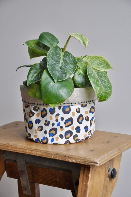 cache pot plante intérieur décoration home lifestyle coton lin impérméable motif lyon créatrice artisanat handmade jardin