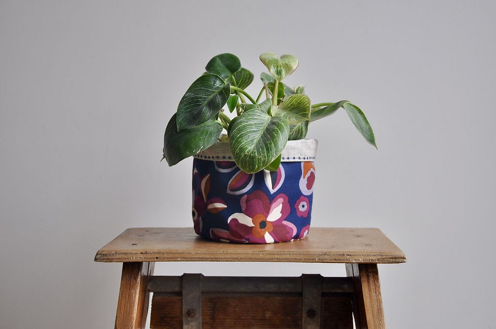 cache pot plante intérieur décoration home lifestyle coton lin impérméable motif lyon créatrice artisanat handmade jardin