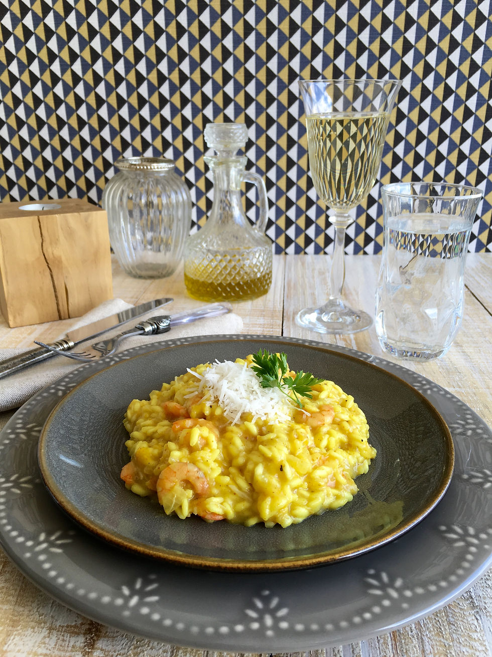 Risoto de Camarão c/ Banana e Curry