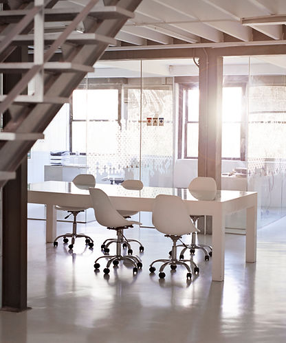 Bright office with meeting tables after a commercial cleaning