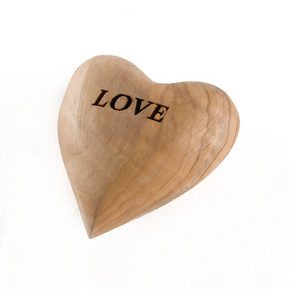 Handmade 100% Bethlehem Olive Wood Heart - Love