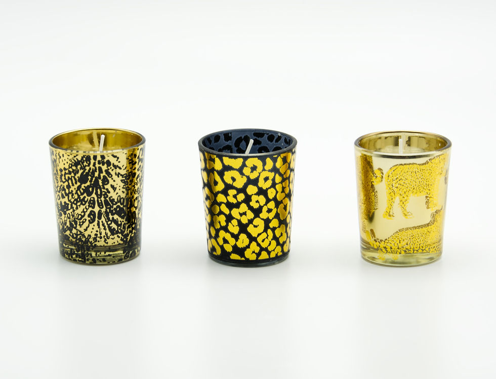 Thumbnail: Leopard Print Set of 3 Glass Candles