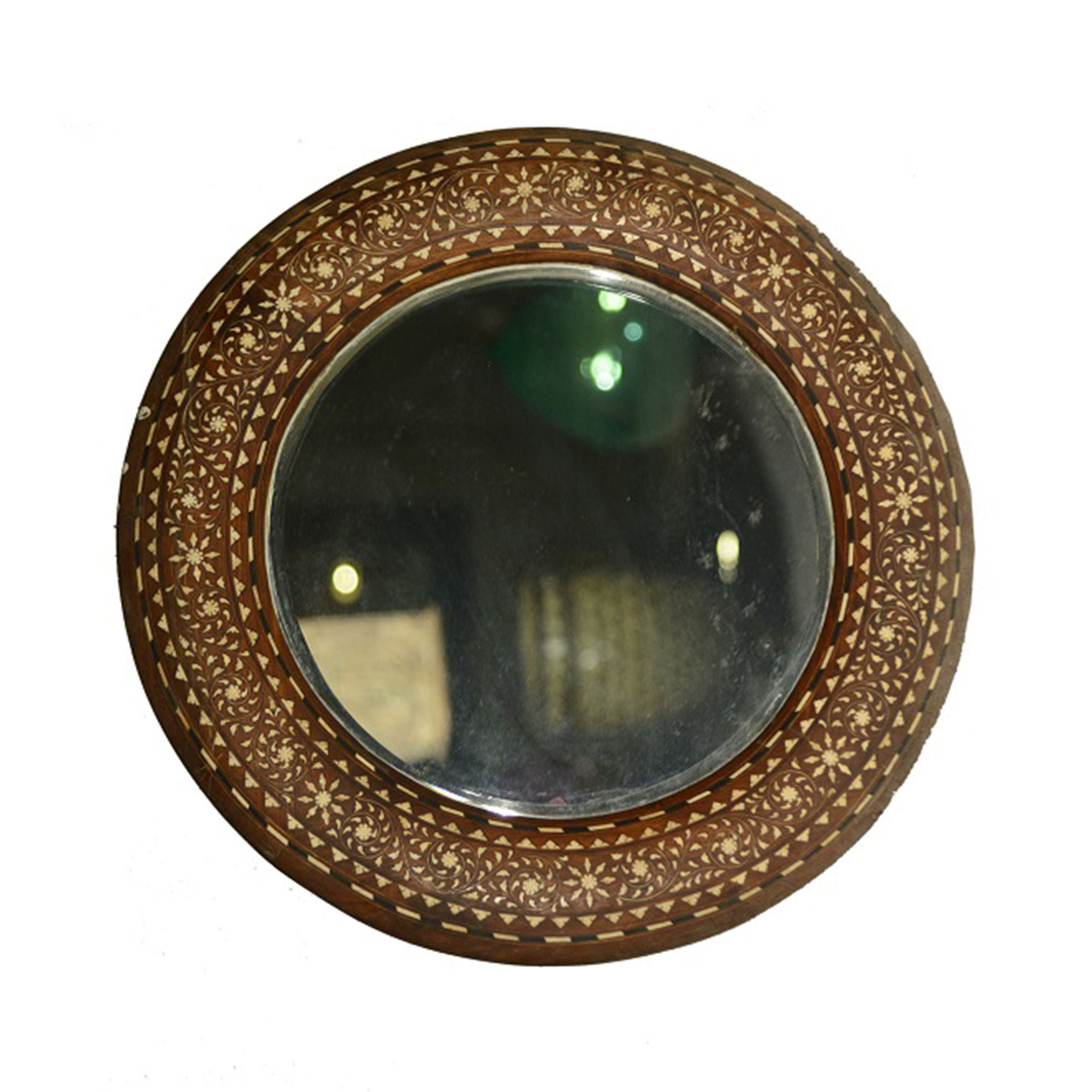 Bone Inlay Round Mirror Frame