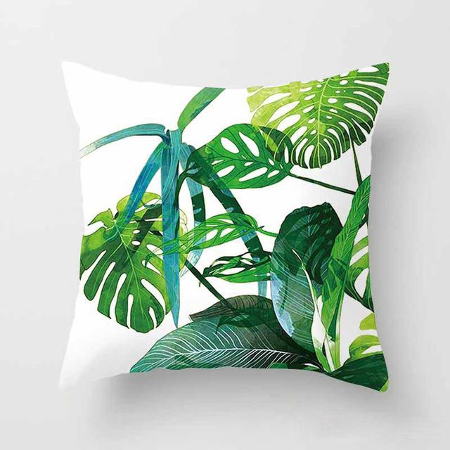Thumbnail: Vintage Flower Tropical Leaves Cushion Cover